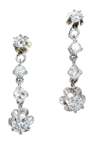 Picture of 14k White Gold & 1.10ct Diamond Drop Earrings