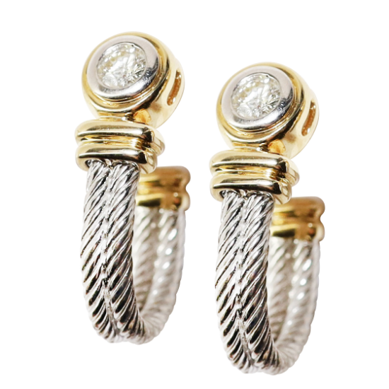 Picture of 14k Two-Tone Gold & Diamond Earrings
