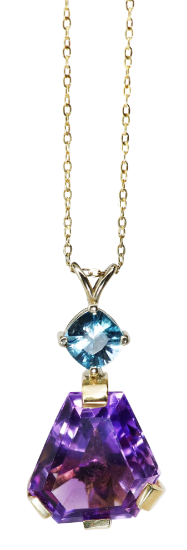 Picture of 14k Yellow Gold, Blue Zircon & Amethyst Pendant Necklace