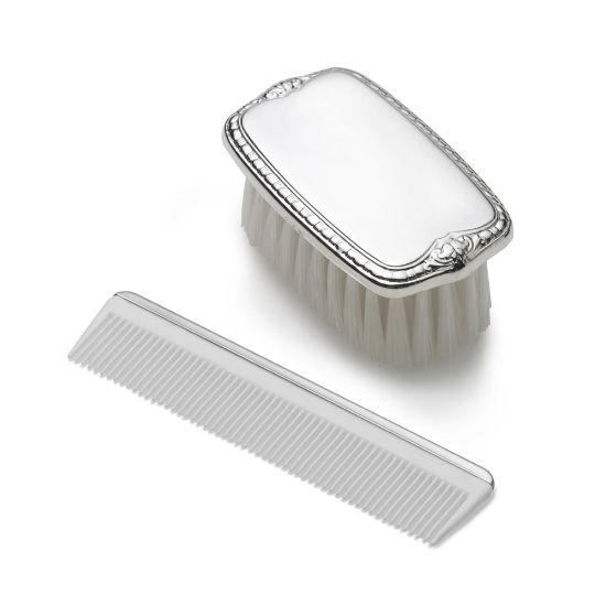 Picture of Plain Sterling Silver Baby Boy's Brush & Comb Set