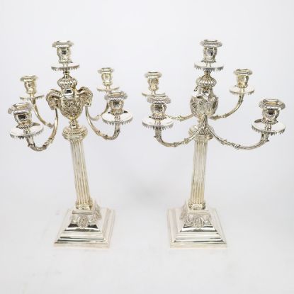 Picture of 20" Classical Music Continental Silver Candleabra Pair