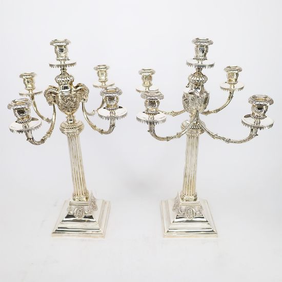 Picture of 20" Classical Music Continental Silver Candleabra Pair