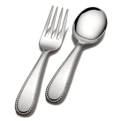 Picture of 2-Piece Sterling Beaded Baby Fork & Spoon