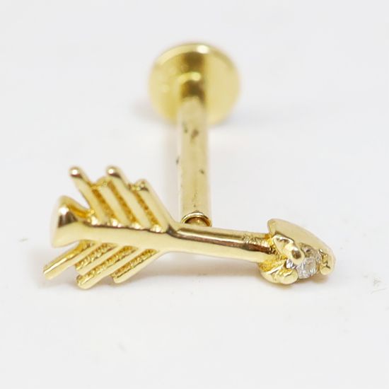 Picture of 14k Yellow Gold Diamond Arrow Tragus Earring