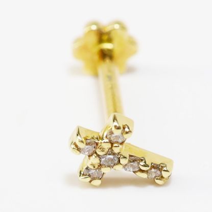 Picture of 14k Yellow Gold Tiny Diamond Cross Tragus Earring