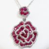 Picture of 14k White Gold Ruby & Diamond Rose Pendant