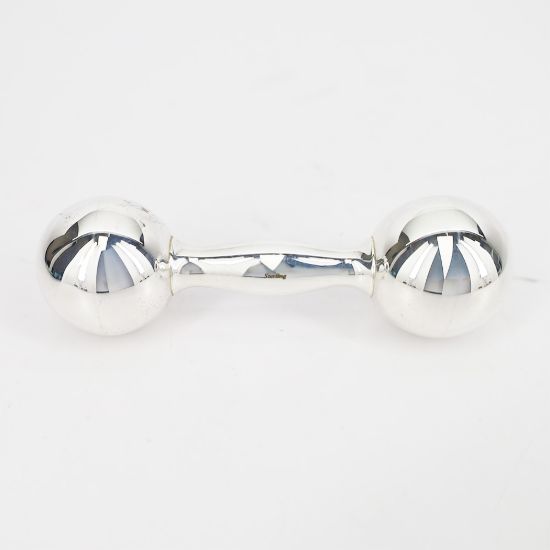 Picture of Plain Baby Dumbbell Rattle Sterling Silver