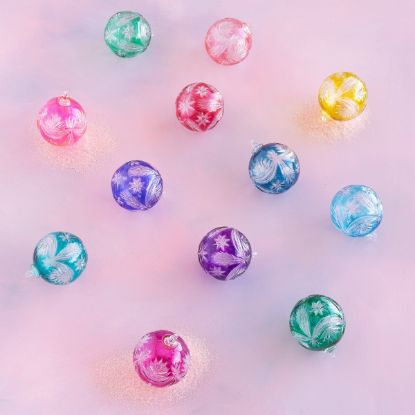 Picture of 'Fetched Etched' Glass Bauble Ornament, Assorted Colors