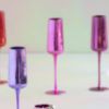 Picture of Rubellite 'Rainbow Reflective' Glass Champagne Flute Pair