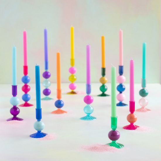 Picture of Large GlitterVille Fluted Taper Candle Holder, Assorted Colors 