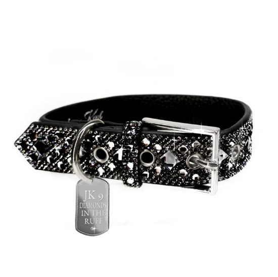 Picture of Jacqueline Kent Black Large 'Diamonds in the Ruff' Dog Collar 