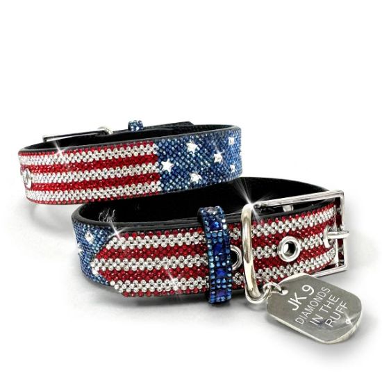 Picture of Jacqueline Kent American Flag Medium 'Diamonds in the Ruff' Dog Collar
