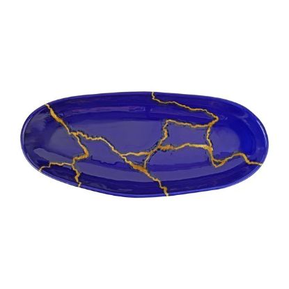 Picture of Oval Platter, Blue & Gold