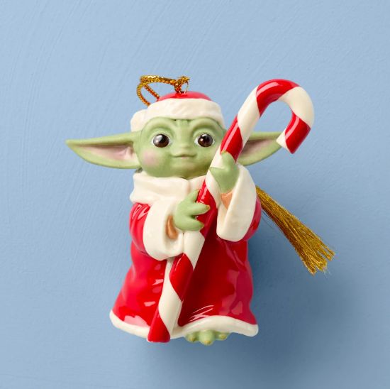 Picture of Grogu with Candy Cane Ornament