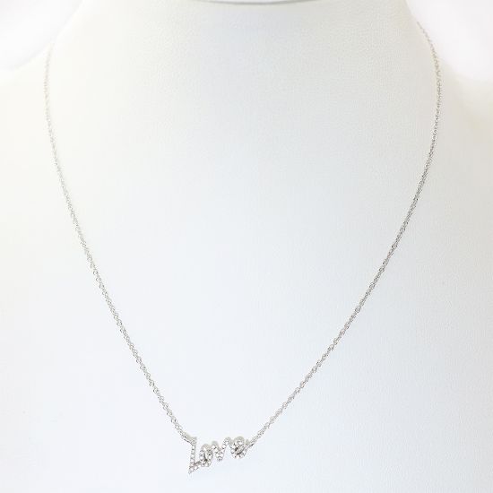 Picture of 14k White Gold Diamond Love Necklace 