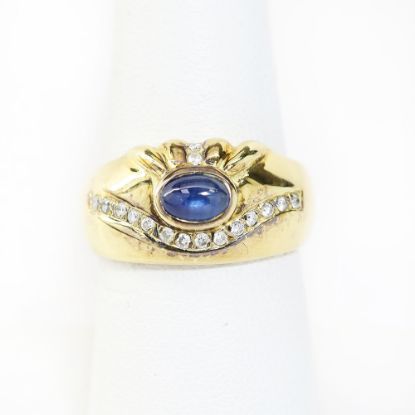 Picture of 14k Yellow Gold Oval Sapphire & Diamond Ring