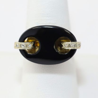 Picture of 14k Yellow Gold Oval Onyx & Diamond Ring