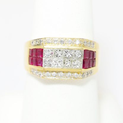 Picture of 18k Yellow Gold Diamond & Ruby Ring