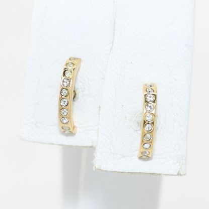 Picture of 14k Yellow Gold Curved Diamond Bar Earring Studs