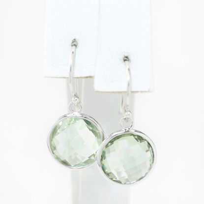 Picture of 14k White Gold Round Quartz Drop Earrings