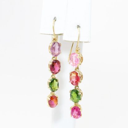 Picture of 14k Yellow Gold Multicolor Oval Tourmaline Earrings