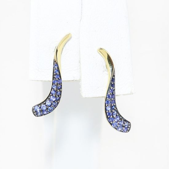 Picture of 14k Yellow Gold Sapphire Earrings