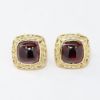 Picture of 14k Yellow Gold Square Garnet Earring Studs