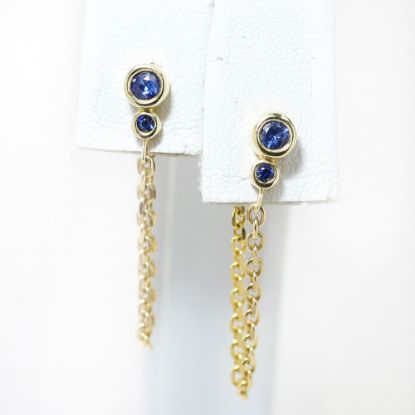 Picture of 14k Yellow Gold Sapphire Earring Studs