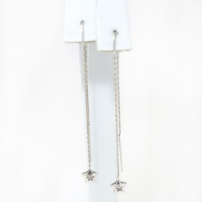 Picture of 14k White Gold Diamond Star Threader Earrings