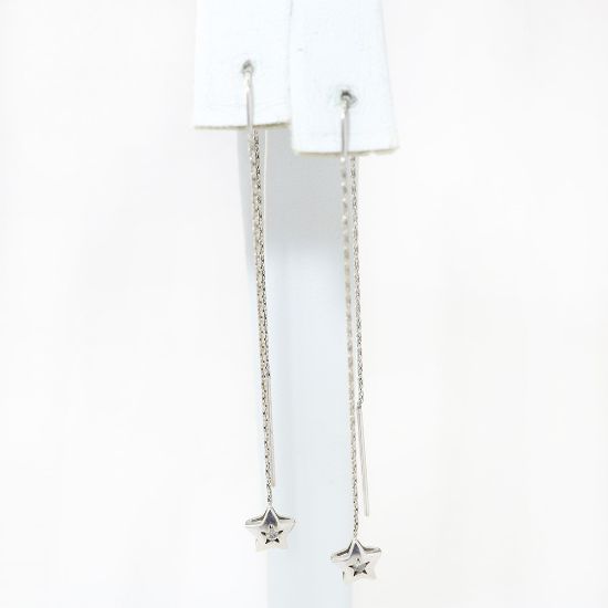 Picture of 14k White Gold Diamond Star Threader Earrings
