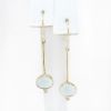 Picture of 14k Yellow Gold Oval Moonstone & Diamond Dangling Earrings