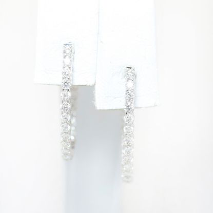 Picture of 14k White Gold Diamond Hoop Earrings