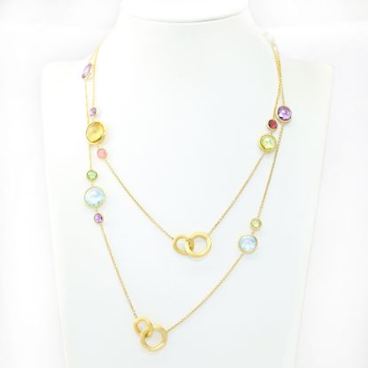 Picture of 18k Brushed Yellow Gold Round Gemstones Necklace