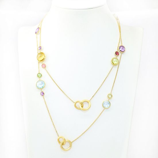 Picture of 18k Brushed Yellow Gold Round Gemstones Necklace