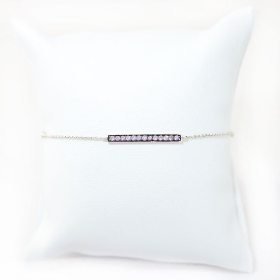 Picture of 14k White Gold Pink Sapphire Bar & Diamond Stations Bracelet