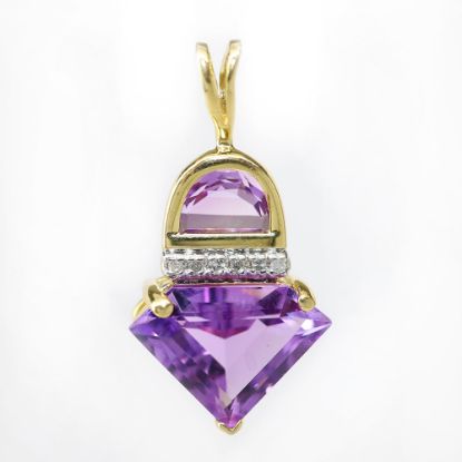 Picture of 14k Yellow Gold Amethyst & Diamond Pendant