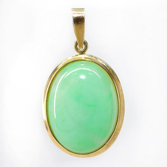 Picture of 14k Yellow Gold Oval Nephrite Jade Pendant