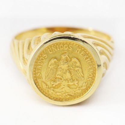 Picture of 14k Yellow Gold Dos Pesos Gold Coin Ring