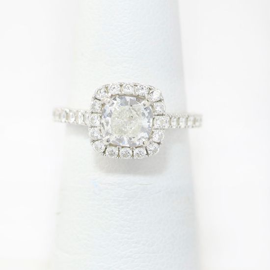 Picture of 14k White Gold Cushion Cut Diamond Halo Ring