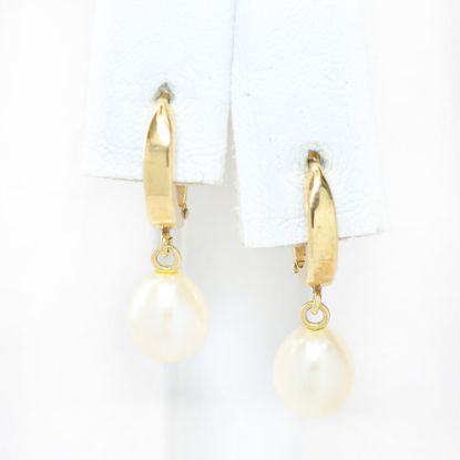 Picture of 14k Yellow Gold Pearl Drop Earrings
