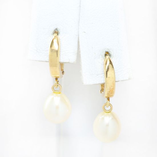 Picture of 14k Yellow Gold Pearl Drop Earrings