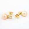 Picture of 14k Yellow Gold Pearl & Diamond Earrings 