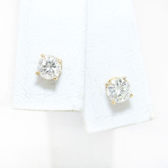 Picture of 14k Yellow Gold Diamond Solitaire Earring Studs