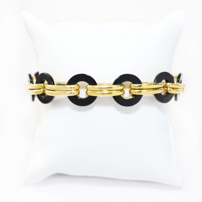 Picture of 14k Yellow Gold Round Black Jet Bracelet