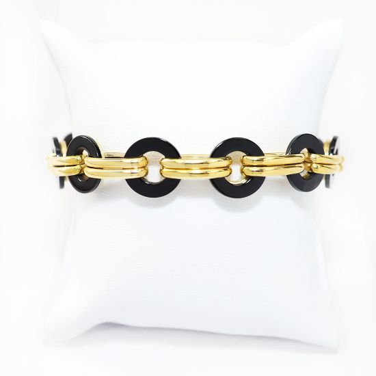 Picture of 14k Yellow Gold Round Black Jet Bracelet