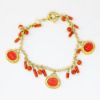 Picture of 18k Yellow Gold Red Coral Charm Bracelet