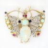 Picture of 14k Two Tone Gold Opal, Diamond, Ruby & Sapphire Butterfly Brooch/Pendant