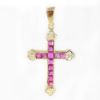 Picture of 14k Yellow Gold Ruby & Diamond Cross Pendant