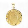 Picture of 14k Yellow Gold 20 Francs Coin Pendant with Sapphire & Diamond Encrusted Bezel