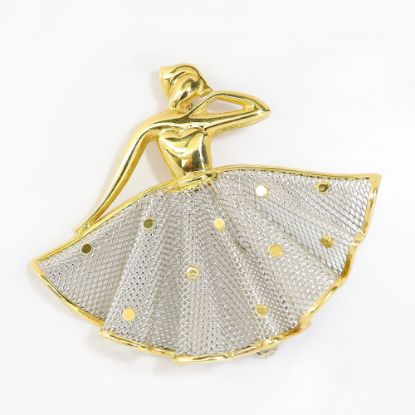 Picture of 18k Yellow Gold Dancer Pin with Mesh Skirt